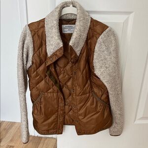 REI Brown Quilted Jacket with Cream Sleeves